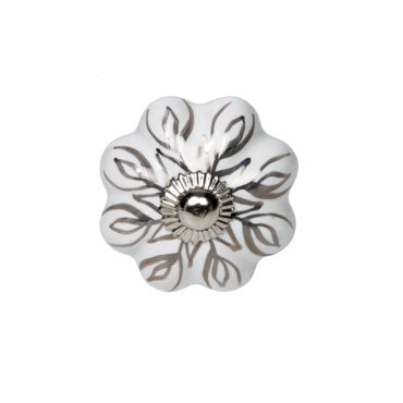 OPEN Möbelknopf Blume mit Silberornamenten