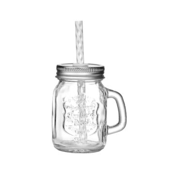REFRESH Mini Trinkglas mit Strohhalm