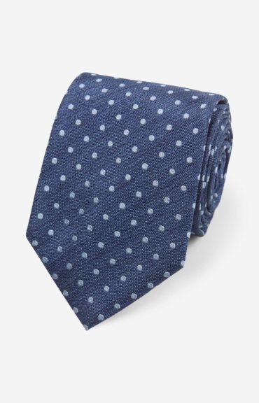 Krawatte in Dunkelblau/Hellblau gepunktet