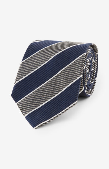 Krawatte in Dunkelblau/Grau gestreift